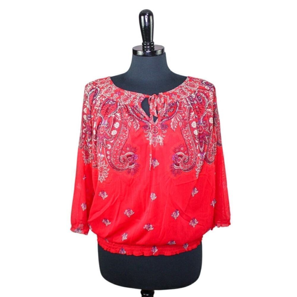 INC International Concepts Blouson Peasant Top Boho Hippie Festival XL